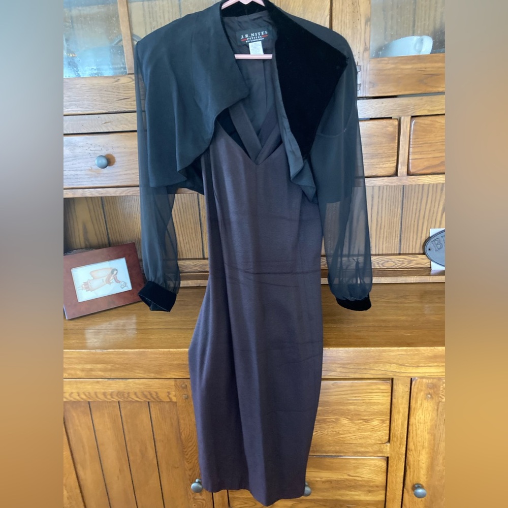 Black dress with sheer coat